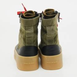 Fear Of God Green/Black Leather and Canvas Jungle High Top Sneakers Size 41
