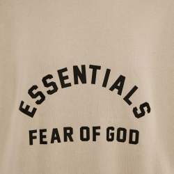 Fear of God Essentials Beige Cotton Hood Detail Oversized Sweatshirt L
