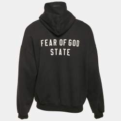 Pre Owned Fear of God Essentials Black Embroidered Cotton Zip-Up Sweatshirt XL