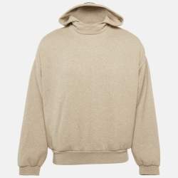 Pre Owned Essentials Fear of God Beige Logo Print Cotton Hoodie XS