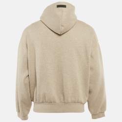 Pre Owned Essentials Fear of God Beige Logo Print Cotton Hoodie XS