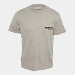 مملوكة مسبقًا Fear of God Essentials Dark Grey Cotton Knit Crewneck T-Shirt XS