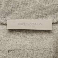 مملوكة مسبقًا Fear of God Essentials Dark Grey Cotton Knit Crewneck T-Shirt XS