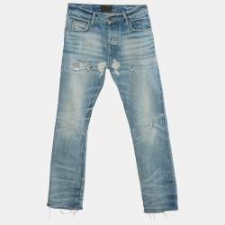 Pre Owned بنطلون جينز فير أوف غود مجموعة سابعة ممزق أزرق خصر 28 مقاس صغير جداً