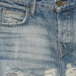 Pre Owned بنطلون جينز فير أوف غود مجموعة سابعة ممزق أزرق خصر 28 مقاس صغير جداً