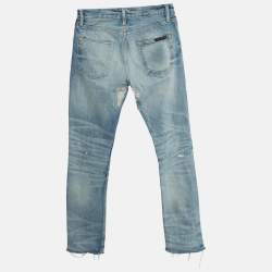 Pre Owned بنطلون جينز فير أوف غود مجموعة سابعة ممزق أزرق خصر 28 مقاس صغير جداً