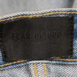 Pre Owned بنطلون جينز فير أوف غود مجموعة سابعة ممزق أزرق خصر 28 مقاس صغير جداً