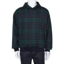 Fear Of God Fifth Collection Green Plaid Print Cotton Hoodie M Fear