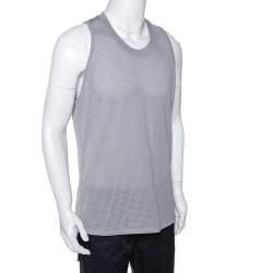 Pre Owned Fear of God Fifth Collection Grey Perforated Knit Sleeveless T Shirt S