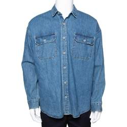 Fear Of God Indigo Light Wash Denim Long Sleeve Shirt S