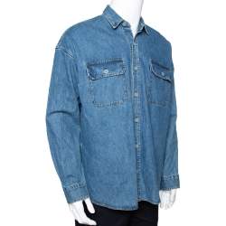 Fear Of God Indigo Light Wash Denim Long Sleeve Shirt S