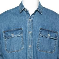 Fear Of God Indigo Light Wash Denim Long Sleeve Shirt S