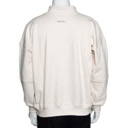 Fear Of God Sixth Collection Cream Cotton Appliqued Mock Neck Sweatshirt S