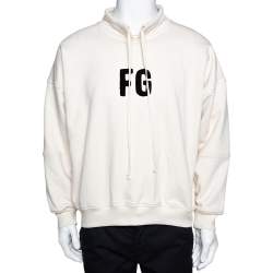 Fear Of God Sixth Collection Cream Cotton Appliqued Mock Neck Sweatshirt S