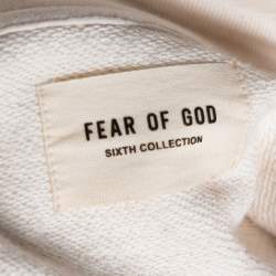 Fear Of God Sixth Collection Cream Cotton Appliqued Mock Neck Sweatshirt S