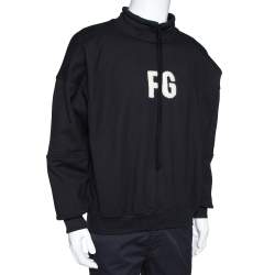 Fear of God Sixth Collection Black Logo Appliqued Mock Neck Sweatshirt S 