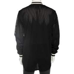 Fear of God Black Synthetic Logo Print Long Sleeved Mesh-Jersey T-Shirt S