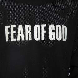 Fear of God Black Synthetic Logo Print Long Sleeved Mesh-Jersey T-Shirt S