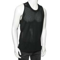 Fear of God Black Perforated Knit Sleeveless T-Shirt S