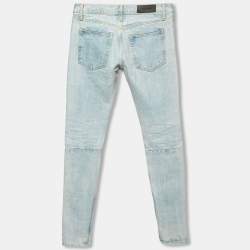 Fear of God Blue Distressed Denim Zipped Hem Slim Fit Jeans M