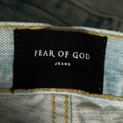 Fear of God Blue Distressed Denim Zipped Hem Slim Fit Jeans M