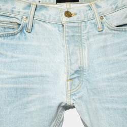 Fear of God Blue Distressed Denim Zipped Hem Slim Fit Jeans M