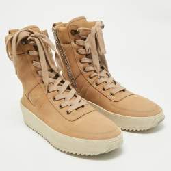 Fear Of God Brown Nubuck Leather Military High Top Sneakers Size 42