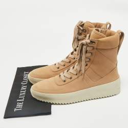 Fear Of God Brown Nubuck Leather Military High Top Sneakers Size 42