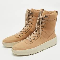 Fear Of God Brown Nubuck Leather Military High Top Sneakers Size 42