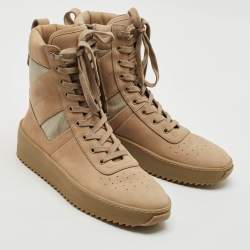 Fear of God Beige Nubuck Leather and Canvas Military Sneakers Size 41