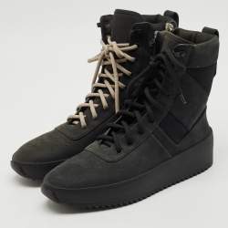 Fear of God Black Nubuck Leather and Canvas Military Sneakers Size 41