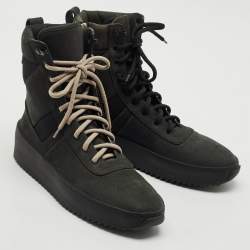 Fear of God Black Nubuck Leather and Canvas Military Sneakers Size 41