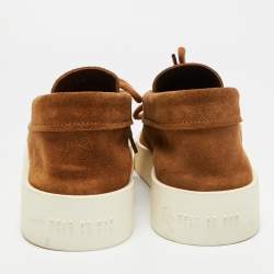 Pre Owned Fear of God Brown Suede Lace Up Runner Low Top Sneakers Size 41