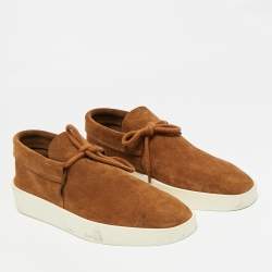 Pre Owned Fear of God Brown Suede Lace Up Runner Low Top Sneakers Size 41