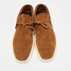 Pre Owned Fear of God Brown Suede Lace Up Runner Low Top Sneakers Size 41