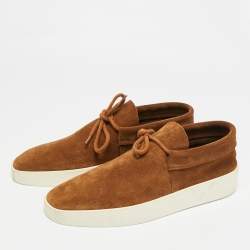 Pre Owned Fear of God Brown Suede Lace Up Runner Low Top Sneakers Size 41