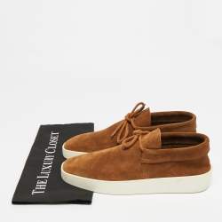 Pre Owned Fear of God Brown Suede Lace Up Runner Low Top Sneakers Size 41