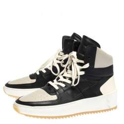 Fear Of God White/Black Leather Basketball High Top Sneakers Size 41