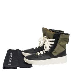 Fear Of God Green/Black Leather and Canvas Jungle High Top Sneakers Size 41