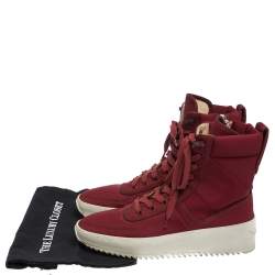 Fear Of God Burgundy Canvas Jungle High Top Sneakers Size 41
