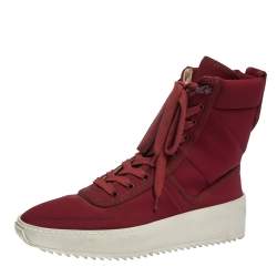 Fear Of God Burgundy Canvas Jungle High Top Sneakers Size 41