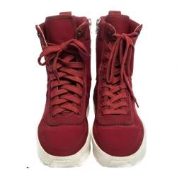 Fear Of God Burgundy Canvas Jungle High Top Sneakers Size 41