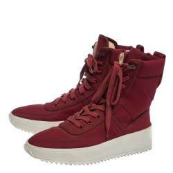 Fear Of God Burgundy Canvas Jungle High Top Sneakers Size 41