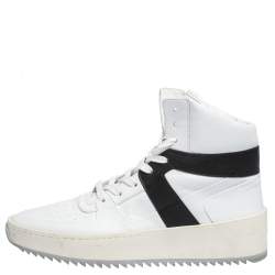 Fear Of God White/Black Leather Basketball High Top Sneakers Size 41
