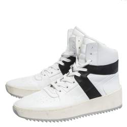 Fear Of God White/Black Leather Basketball High Top Sneakers Size 41