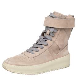 Fear Of God Beige/Grey Suede Military High Top Sneakers Size 40