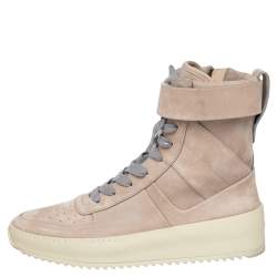 Fear Of God Beige/Grey Suede Military High Top Sneakers Size 40