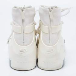 Nike Air X Fear Of God White/Grey Leather And Mesh Basketball High Top Sneakers Size 41