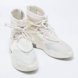 Nike Air X Fear Of God White/Grey Leather And Mesh Basketball High Top Sneakers Size 41