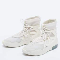 Nike Air X Fear Of God White/Grey Leather And Mesh Basketball High Top Sneakers Size 41